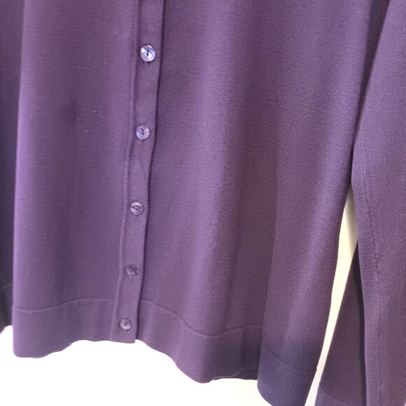 August Silk XL Silk Blend Button-Front Cardigan Sweater Purple Knit Rayon - Picture 3 of 11